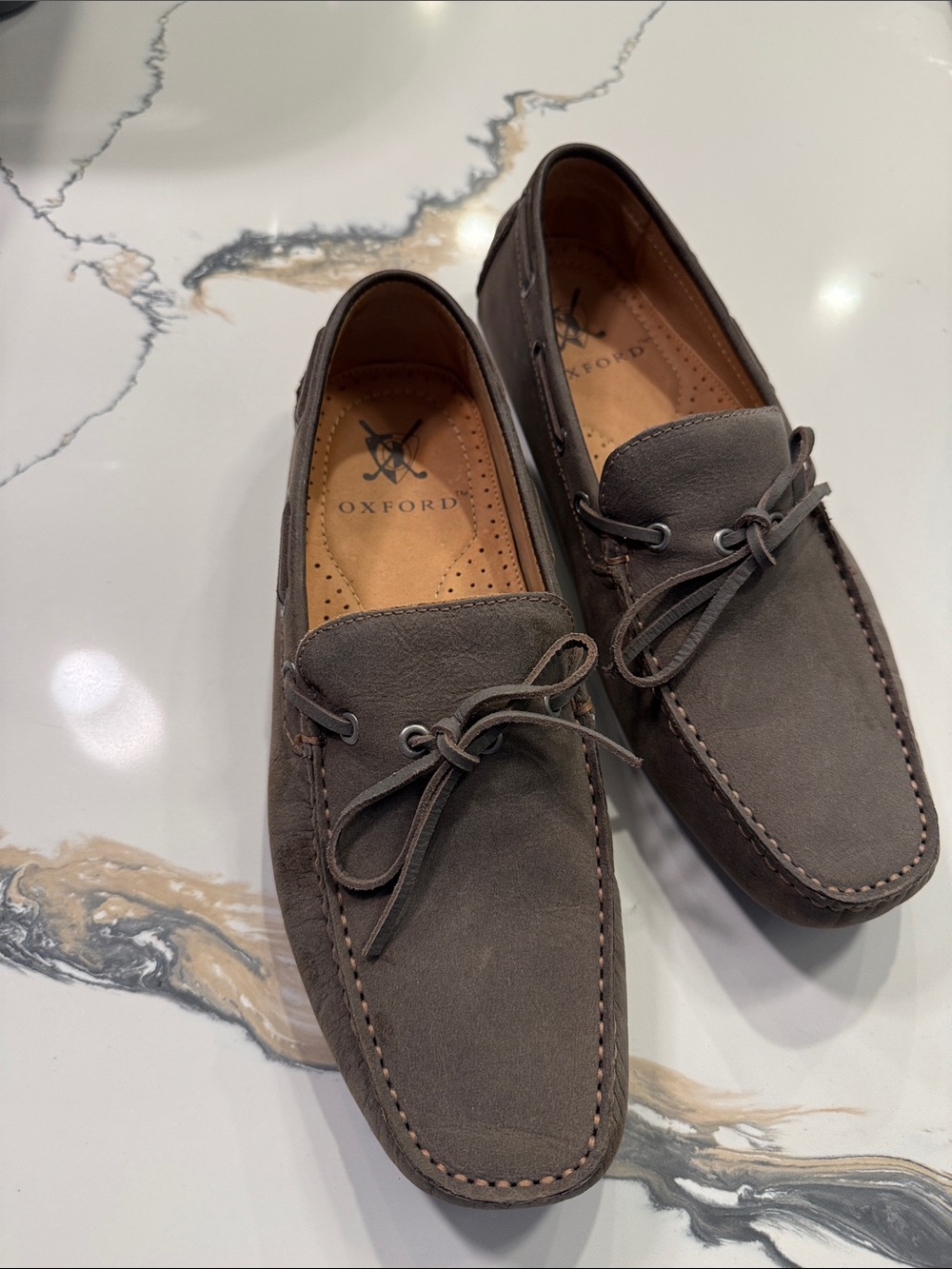 Oxford Brown Grey Suede Boat Shoes for Men